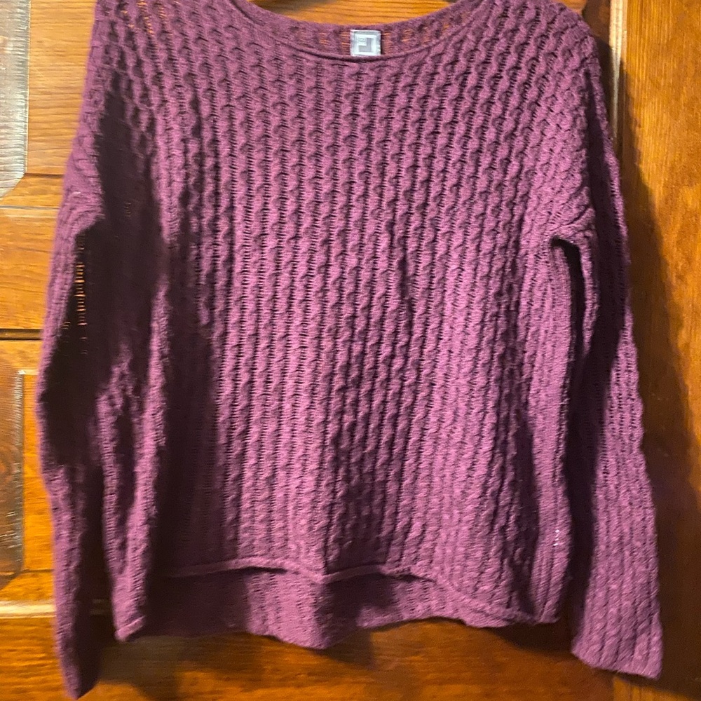 JCPenney Textured Knit Sweater - Deep Purple